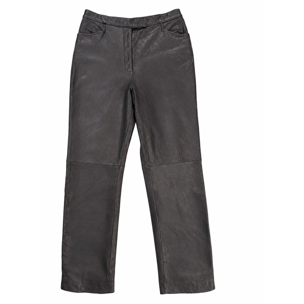 Nordstrom Black Leather Pants Womens Size 8P 100% Lambskin Lined Straight Leg